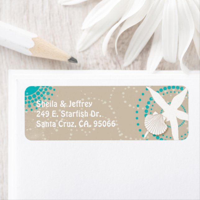 Aqua Tan White Beach Wedding Returadress Returadress Etikett (Insitu)