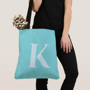 Aqua Teal Anpassningsbar Modern Monogram, sommar Tygkasse