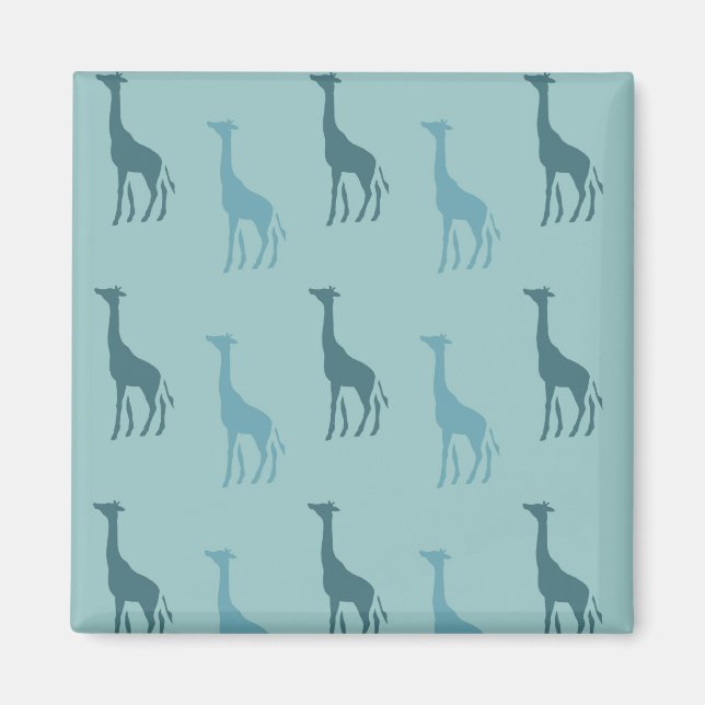 Aqua Teal Blue Animal Giraffes Magnet (Framsidan)
