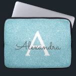 Aqua Teal Blue Glitter och Gnistra Monogram Laptop Fodral<br><div class="desc">Aqua Teal Blue Faux Glitter och Gnistra Elegant Monogram Fodral. Fodral kan anpassas så att det omfattar ditt första och första namn.</div>