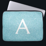 Aqua Teal Blue Glitter och Gnistra Monogram Laptop Fodral<br><div class="desc">Aqua Teal Blue Faux Glitter och Gnistra Elegant Monogram Fodral. Fodral kan anpassas så att det omfattar ditt första och första namn.</div>