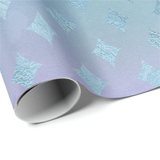 Aqua Teal Blue Pastel Ombre Lila Crystals Fairly Presentpapper (Rullad Hörn)