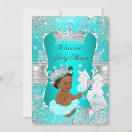 Aqua Teal Blue Princess Baby Shower Ethnic Inbjudningar