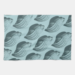 Aqua Teal Blue-Snäckor Kökshandduk