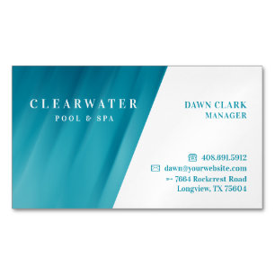 Aqua Teal Blue Vatten Ripple Bassäng & Spa Magnetiska Visitkort