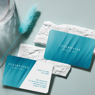 Aqua Teal Blue Vatten Ripple Bassäng & Spa Visitkort