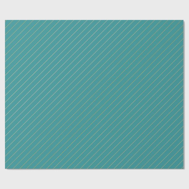 Aqua & Teal Christmas Wrapping Paper with Gold Acc Presentpapper (Platt)
