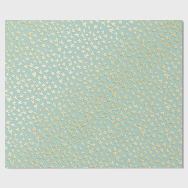 Aqua & Teal Christmas Wrapping Paper with Gold Acc Presentpapper (Platt)