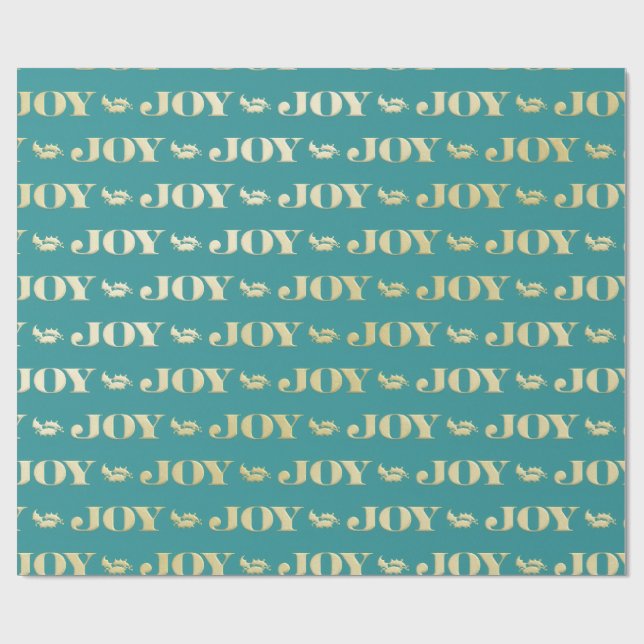 Aqua & Teal Christmas Wrapping Paper with Gold Acc Presentpapper (Platt)