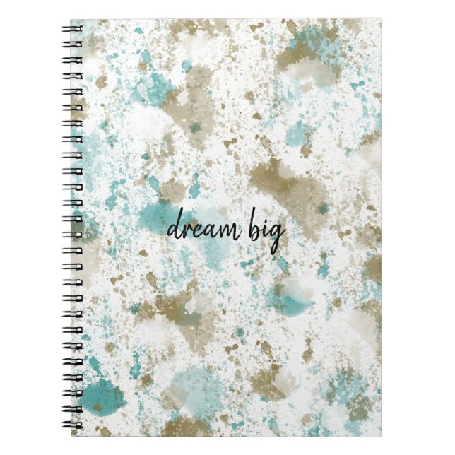 Aqua Teal Cream Watercolor Tie Dye Abstrakt Anteckningsbok (Framsidan)