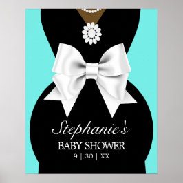 Aqua Teal Ethnic Glam Tiffany Baby Shower Sign Poster