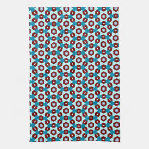 Aqua Teal Geometric JustPatterns Trasa Kökshandduk