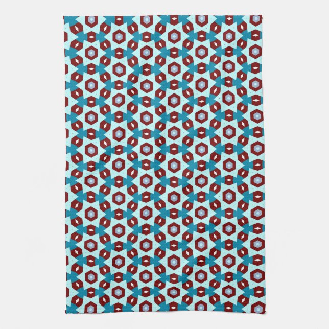Aqua Teal Geometric JustPatterns Trasa Kökshandduk (Vertikal)