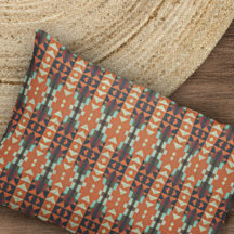 Aqua Teal Grönt Orange Taupe Beige Tribal Mönster
