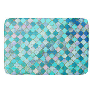 Aqua Teal Guld Oriental Moroccan Tile mönster Badrumsmatta