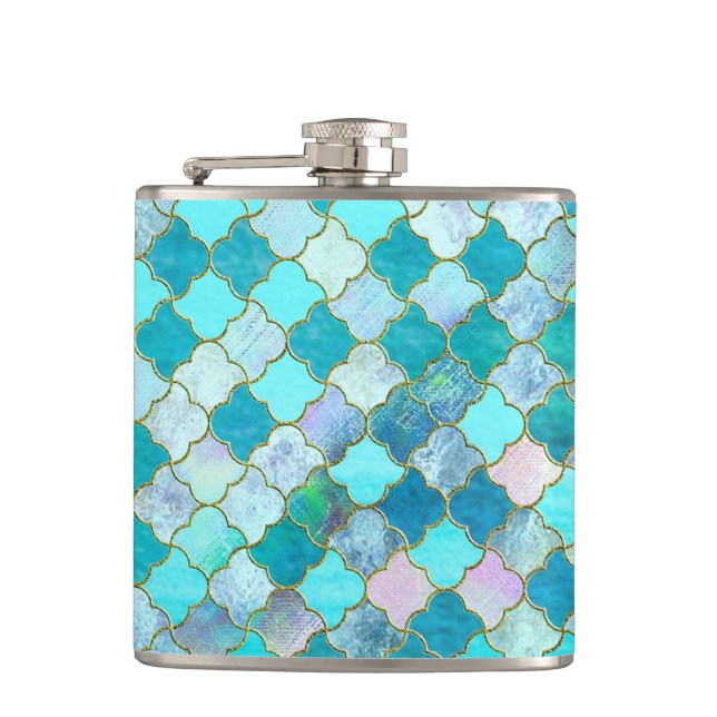 Aqua Teal Guld Oriental Moroccan Tile mönster Fickplunta (Framsidan)