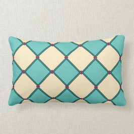 Aqua Teal Kräm Art Deco Stil Lumbalpårlägg Lumbarkudde