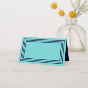 Aqua Teal med Triple Navy Blue Gräns Placeringskort