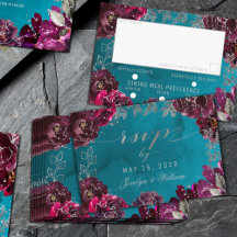 Aqua Teal Merlot Jewel Tone 3 Meal Choice OSA