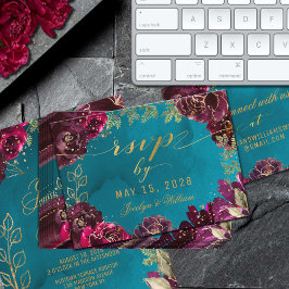 Aqua Teal Merlot Jewel Tone Guld OSA Online Card Visitkort