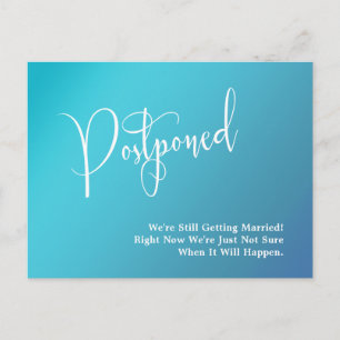 Aqua Teal Ombre Gradient postponed Bröllop Vykort