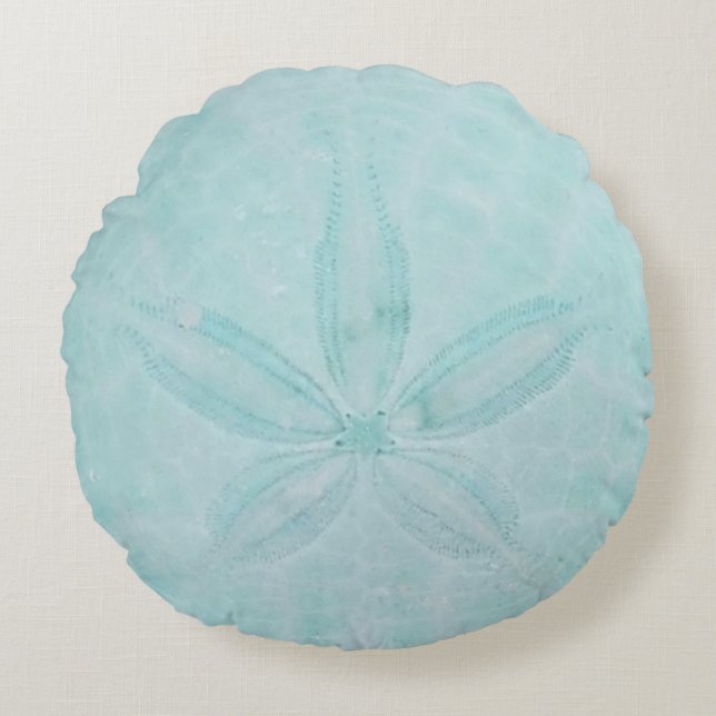 Aqua Teal Sand Dollar Nautical Coastal Sea Rund Kudde (Framsidan)