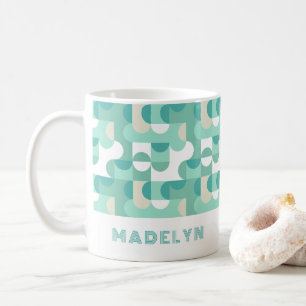 Aqua Teal Seafoam Mint Grönt Midsekrig Patter Kaffemugg