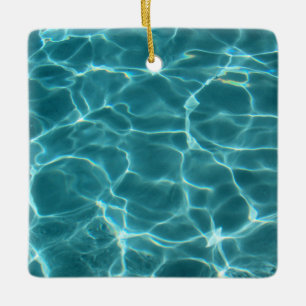 Aqua Teal Simbassäng Foto Julgransprydnad Keramik