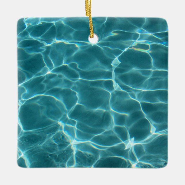 Aqua Teal Simbassäng Foto Julgransprydnad Keramik (Framsida)