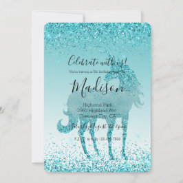 Aqua Teal Turcoise Gnistra Unicorn Inbjudningar