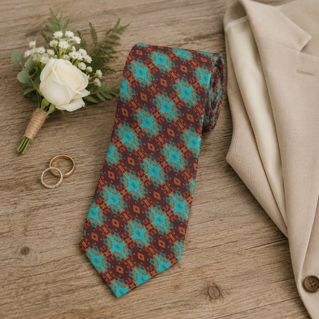 Aqua Teal Turkos Grön Orange Brun Tribal Art Slips (Skapare uppladdad)