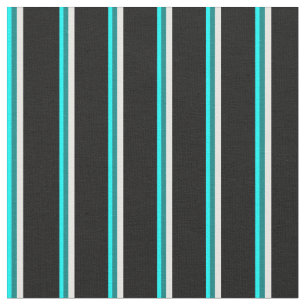 Aqua, Teal, White & Black Färgad Linjer Tyg