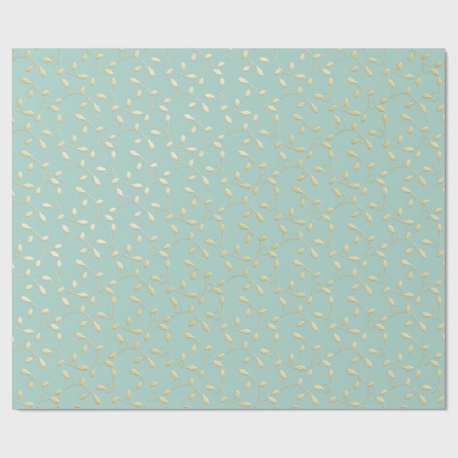Aqua & Teal Xmas Wrapping Paper with Gold Accents Presentpapper (Platt)