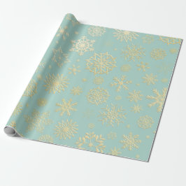 Aqua & Teal Xmas Wrapping Paper with Gold Accents Presentpapper