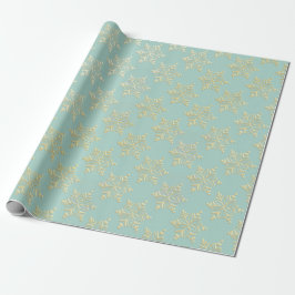 Aqua & Teal Xmas Wrapping Paper with Gold Accents Presentpapper
