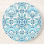 Aqua, Teals, Blues & White Art Deco Coastal Underlägg<br><div class="desc">Bright Aqua,  Seafoam Teal,  Soft Turquoise,  Deep Teal Blue,  Slate Blue,  Powder Blue,  Sea-green,  Cool gray & White – 
Coastal Art Deco Pattern</div>