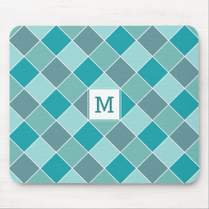 Aqua Tile Mönster anpassningsbar monogram moussat Musmatta