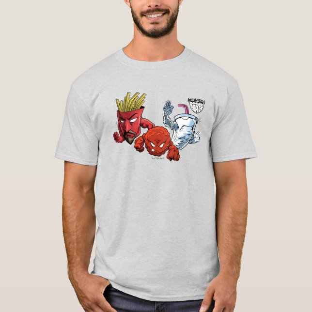 Aqua Tonåring Hungrig Tvinga animeringsgrafik T Shirt (Framsida)