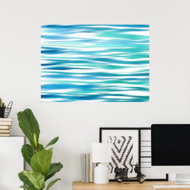 Aqua Turcos Abstrakt Rand Poster (Hemmakontoret)