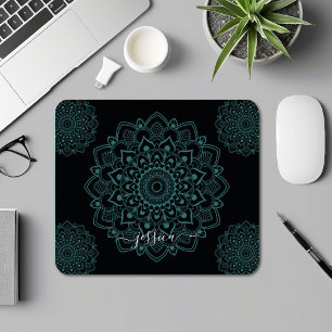 Aqua Turcos & Black Mandala w Calligraphy Namn Musmatta