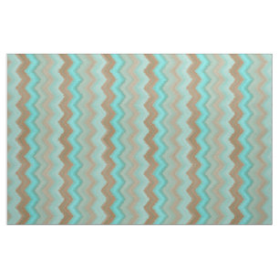 Aqua Turcos Blue Brown Ikat Zigzag Mönster Tyg