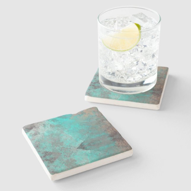 Aqua Turcos Blue Grått Stenunderlägg (Sidan)