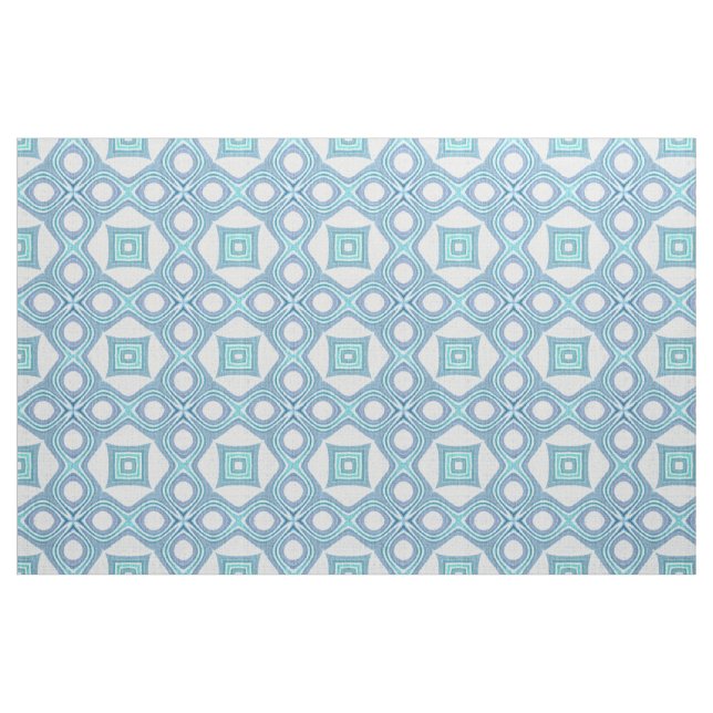 Aqua Turcos Blue Grönt Bali Batik Mönster Tyg (Fat Quarter)