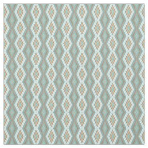 Aqua Turcos Blue Grönt Brown Tribal Squares Tyg
