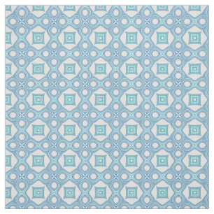 Aqua Turcos Blue Grönt Ethnic Mosaic Mönster Tyg