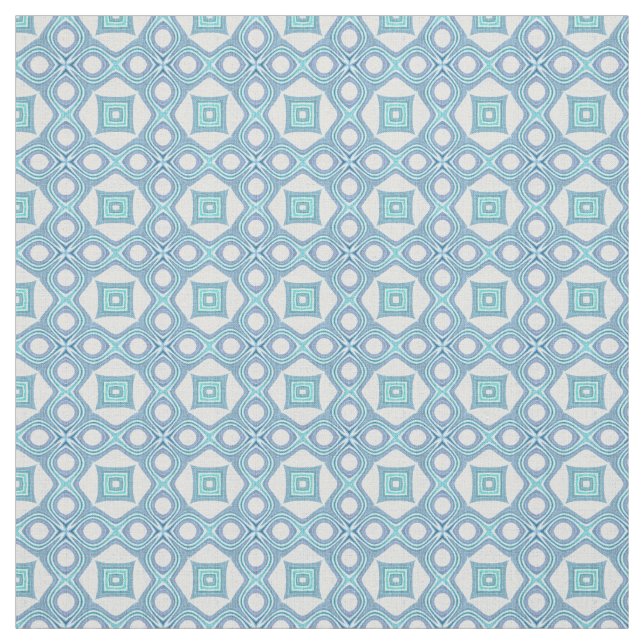 Aqua Turcos Blue Grönt Ethnic Mosaic Mönster Tyg (Provkarta)