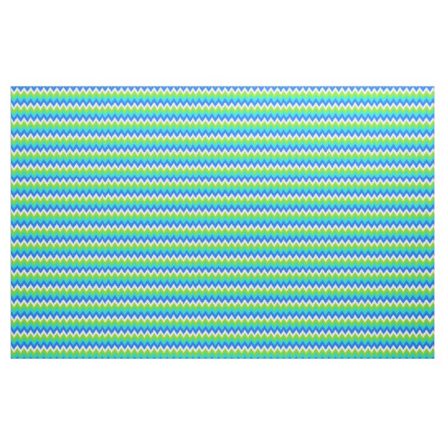 Aqua Turcos Blue Lime Green Ikat Zigzag Art Tyg (Fat Quarter)