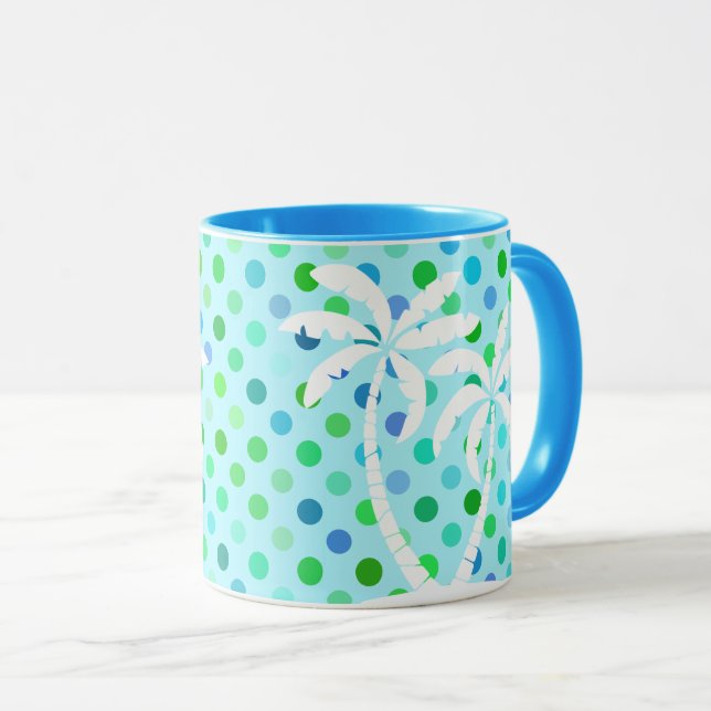 Aqua Turcos Blue Lime Green Polkadots Mönster Mugg (Framsida höger)
