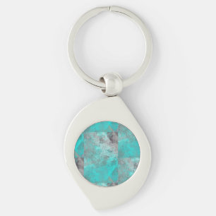 Aqua Turcos Blue och Grått Stone Swirl Silverfärgad Nyckelring