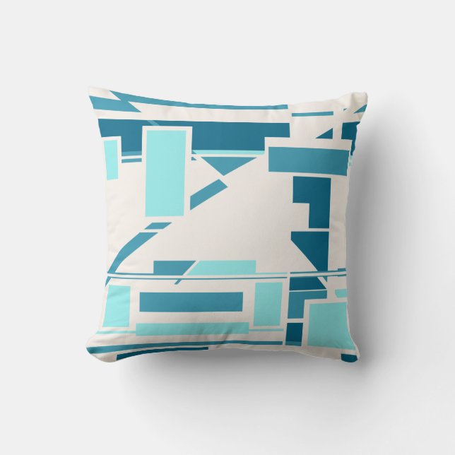 Aqua Turcos Blue Off white Southwest Art look Kudde (Framsida)